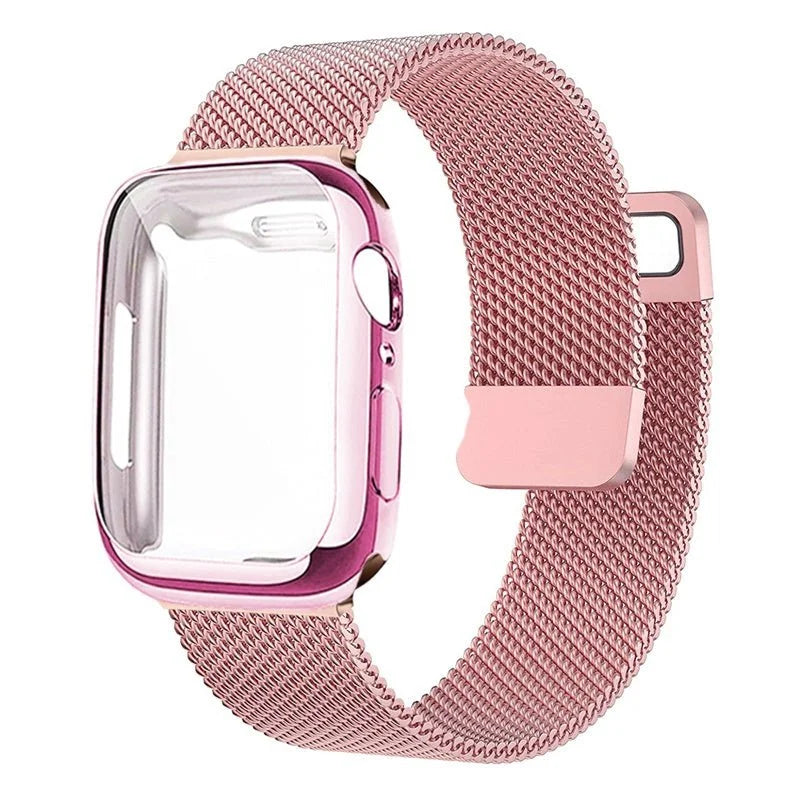 Capinha + Pulseira metálica Smartwatch 41/42mm - Rosa