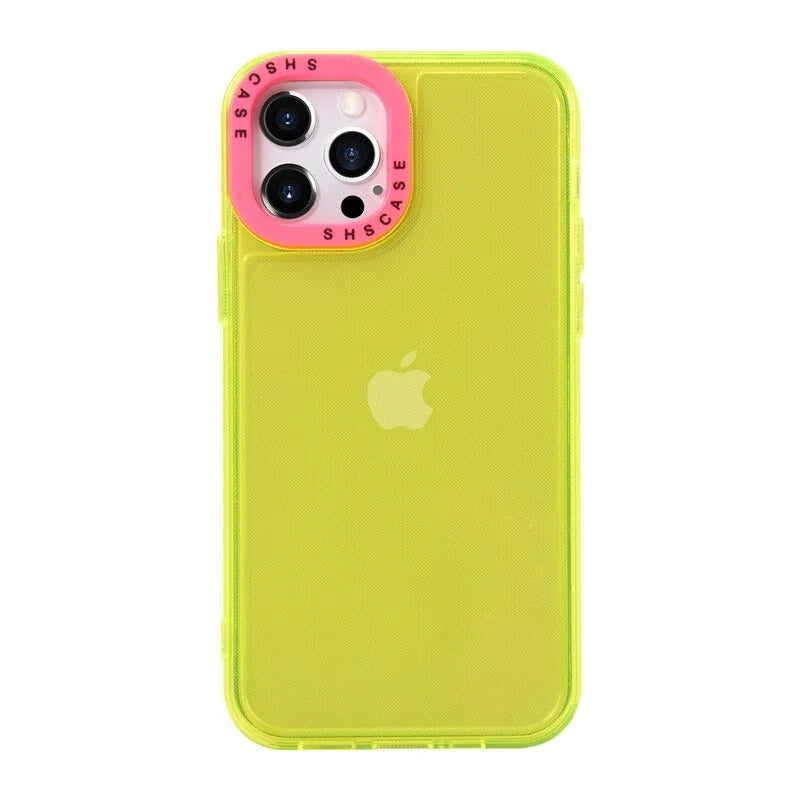 Case Clear Colors - iPhone 13 / Amarelo e Rosa