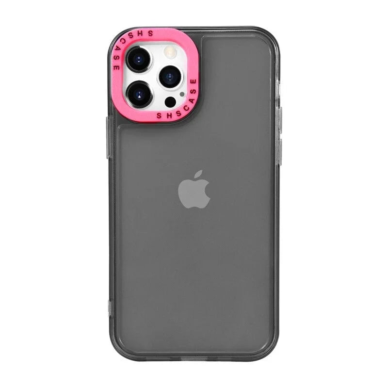 Case Clear Colors - iPhone 13 / Preto e Rosa