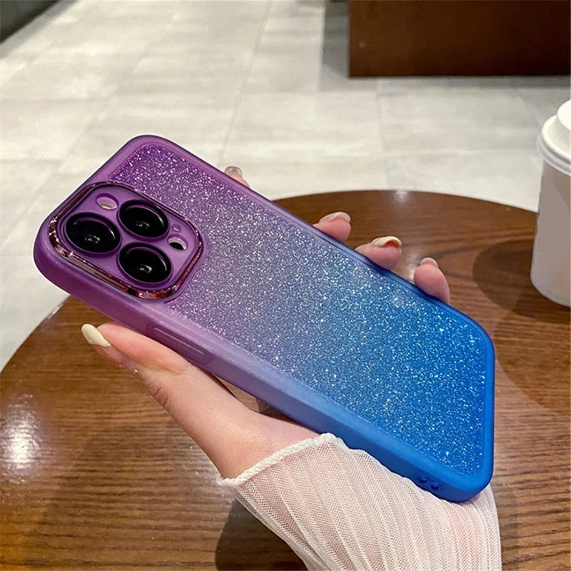 Case Gradient Ultra - iPhone 14 / Glitter Roxo e Azul