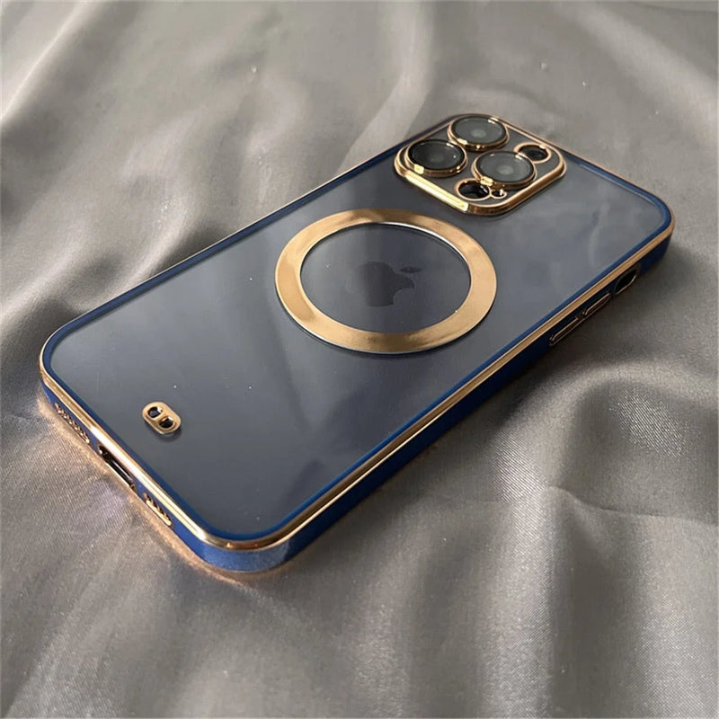 Case Mag Golden - Azul Marinho / iPhone 14