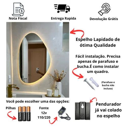 Espelho Orgânico com LED À PILHA - Brilhe Sem Limites GR6