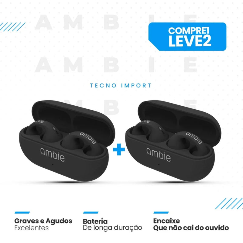 Fone de Ouvido Ambie Lançamento Compre 1 Leve 2 - Preto