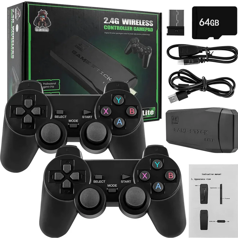 Game Stick 4k com 2 Controles e 11.420 JOGOS