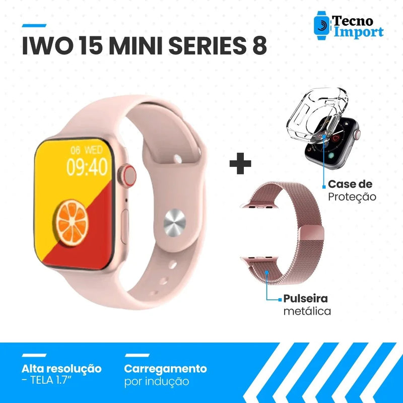 Lançamento Iwo Mini Series 8 + Pulseira Metálica Case