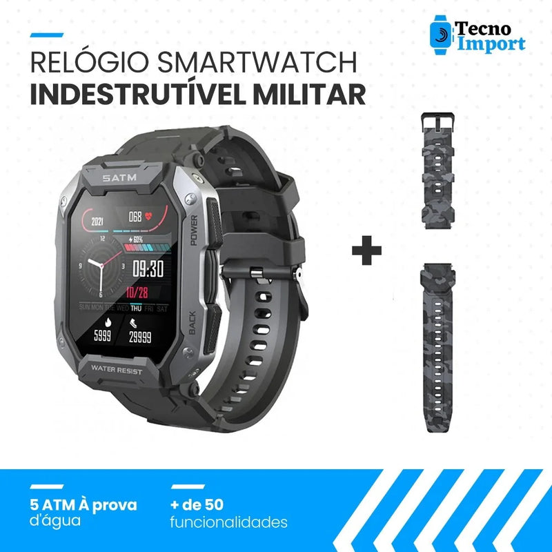 Lançamento Smartwatch Indestrutível Militar - Preto + 2