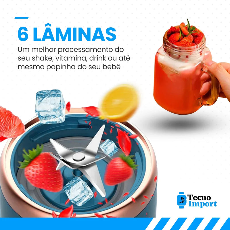 Liquidificador Portátil 6 Lâminas Tecno ®