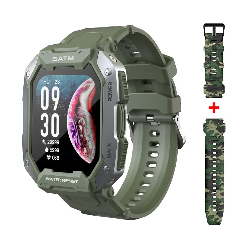 Smartwatch Ibadan DaFit IP68 - Green and Camo Strap / Tecno